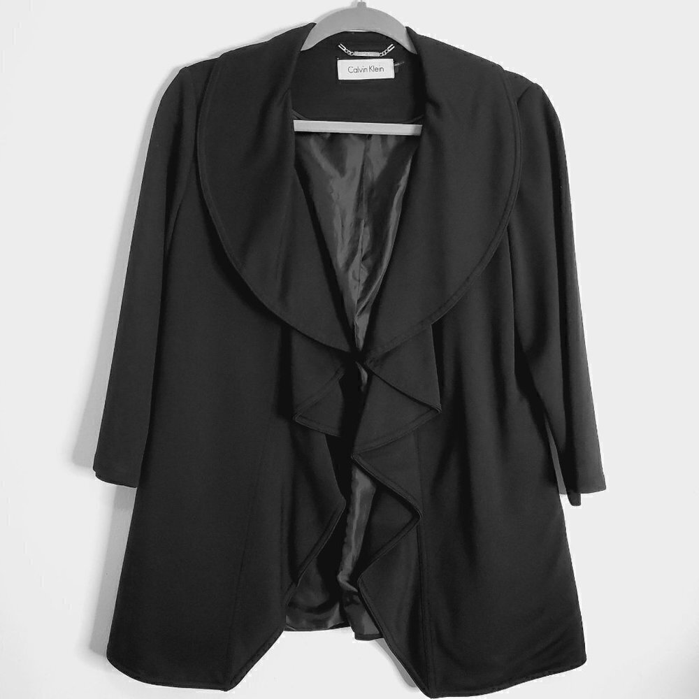 Calvin Klein Oversized Open Blazer Women Black Size 4 (Medium)